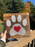 Heart in Paw Print String Art