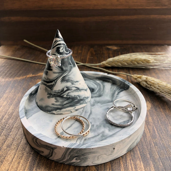 Marble Ring Dish Holder Set